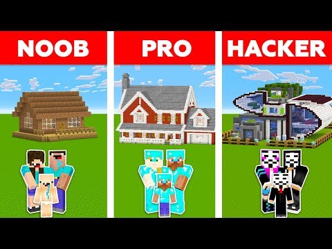 Minecraft Noob Vs Pro Vs Hacker Family House Challenge In Minecraft Animation Minecraft Videos